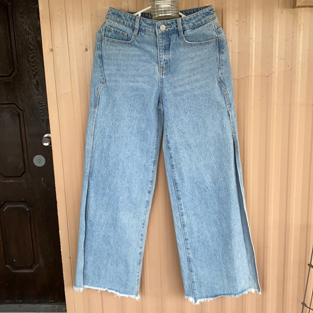 Dzzit cut out split wide leg jean